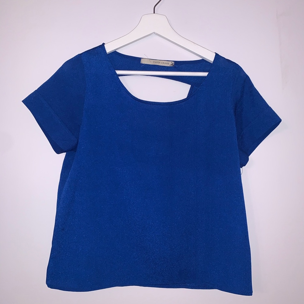 Blue top with cut out back detail